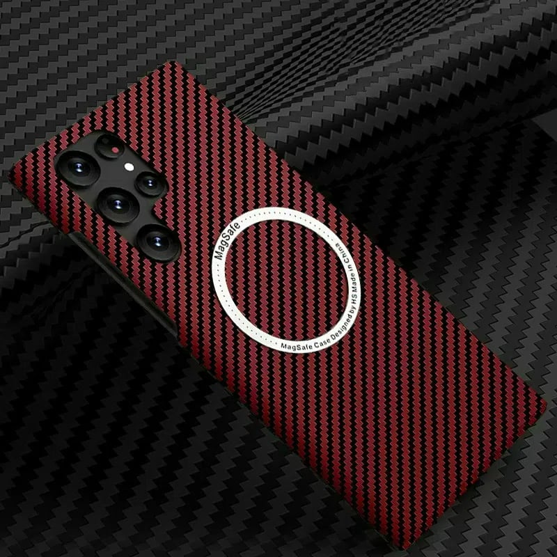 Carbon Fiber Pattern Magnetic Case �Slim, Full Protection, MagSafe Compatible For Galaxy S25 S24 S23 S22 Series