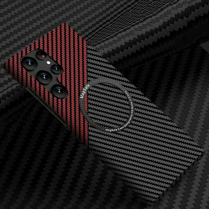 Carbon Fiber Pattern Magnetic Case �Slim, Full Protection, MagSafe Compatible For Galaxy S25 S24 S23 S22 Series