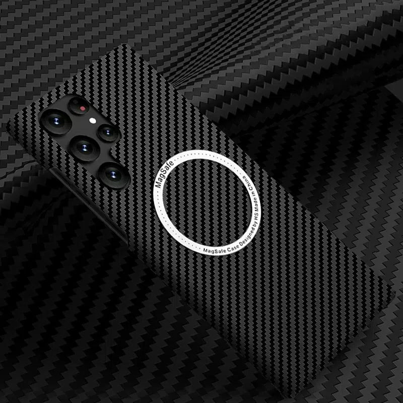 Carbon Fiber Pattern Magnetic Case �Slim, Full Protection, MagSafe Compatible For Galaxy S25 S24 S23 S22 Series