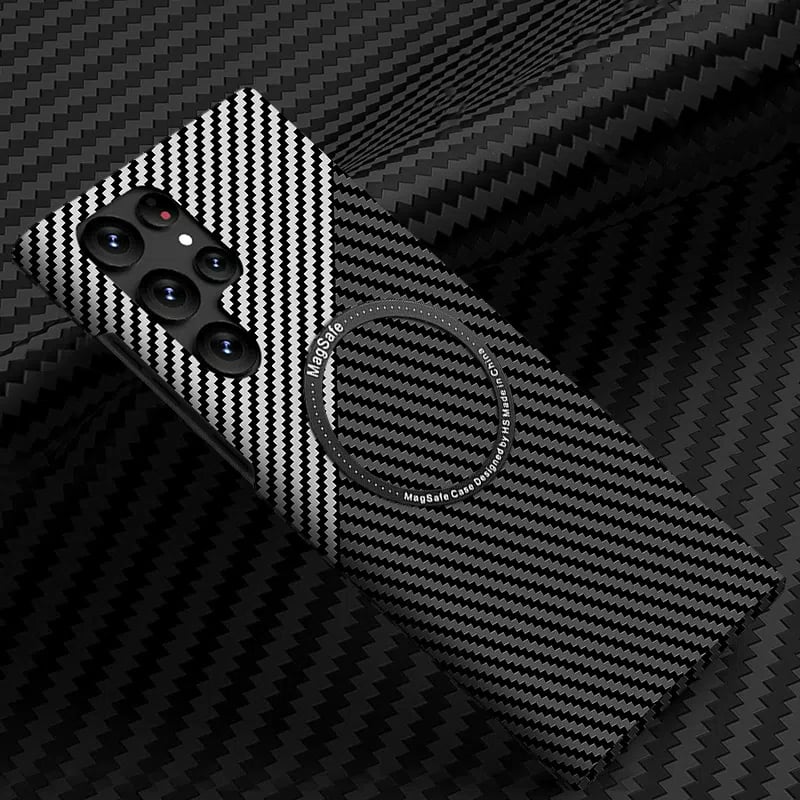 Carbon Fiber Pattern Magnetic Case �Slim, Full Protection, MagSafe Compatible For Galaxy S25 S24 S23 S22 Series
