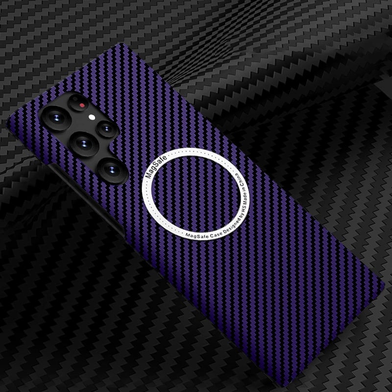 Carbon Fiber Pattern Magnetic Case �Slim, Full Protection, MagSafe Compatible For Galaxy S25 S24 S23 S22 Series