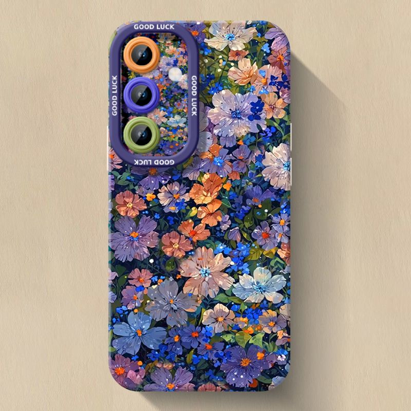 Blue Flower Anti-fall Silicone Phone Case For Samsung