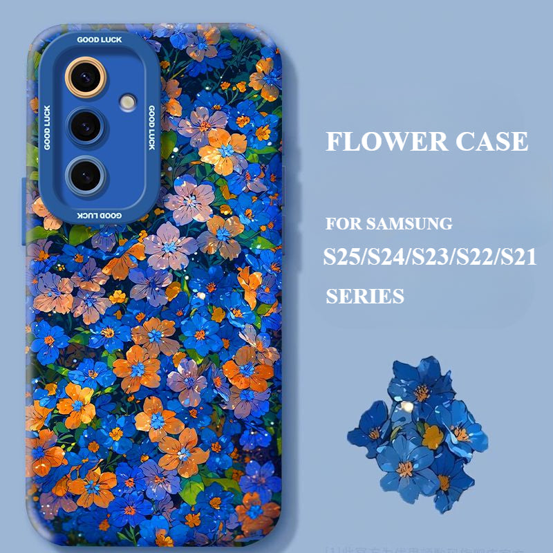 Blue Flower Anti-fall Silicone Phone Case For Samsung