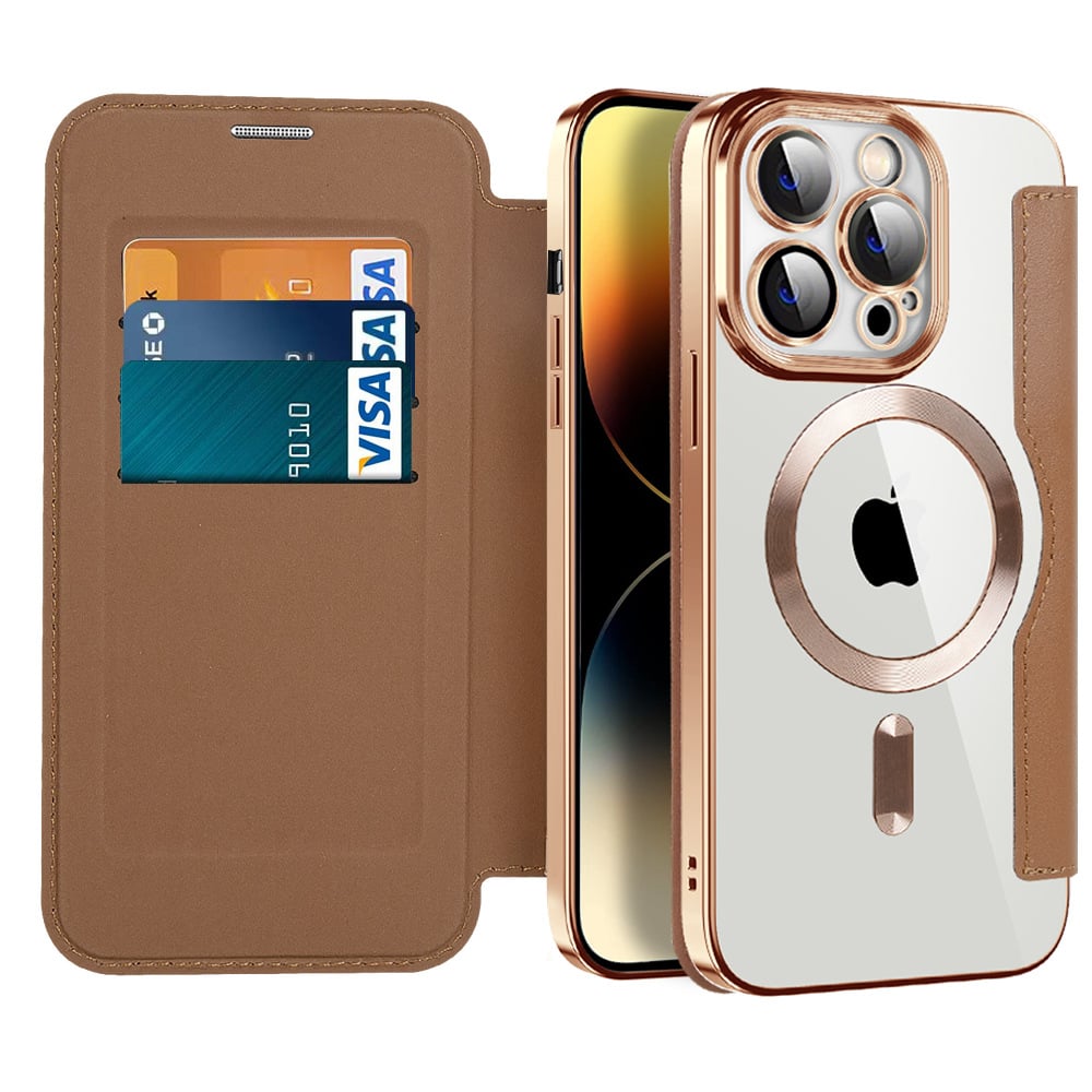 📱New Transparent Electroplated Magnetic Leather Flip Case for iPhone