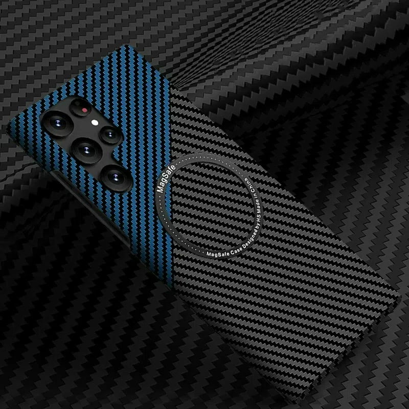 Carbon Fiber Pattern Magnetic Case �Slim, Full Protection, MagSafe Compatible For Galaxy S25 S24 S23 S22 Series