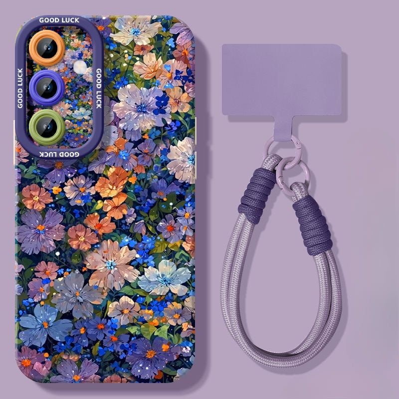 Blue Flower Anti-fall Silicone Phone Case For Samsung