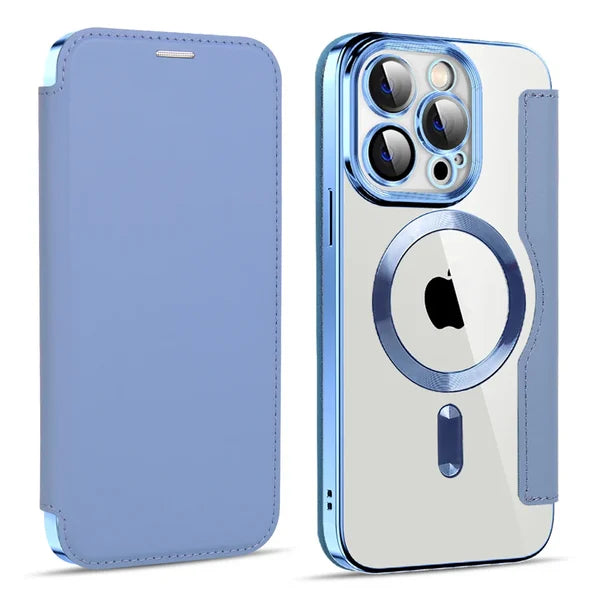 📱New Transparent Electroplated Magnetic Leather Flip Case for iPhone