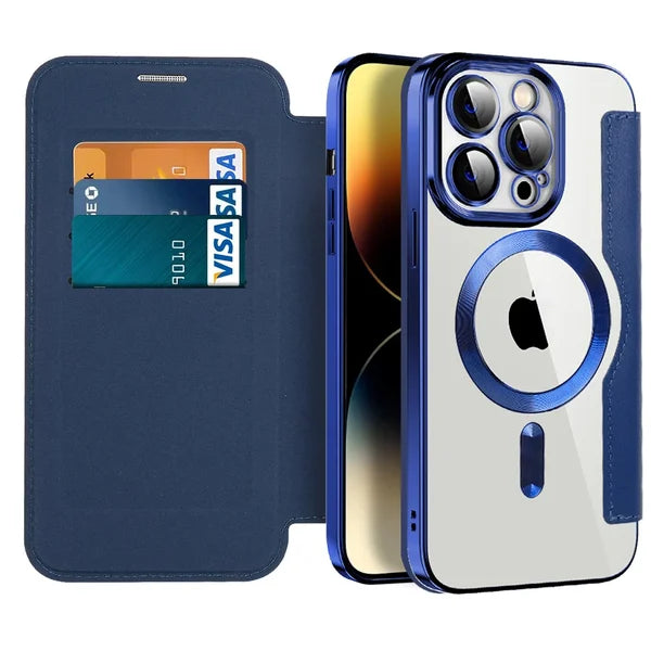 📱New Transparent Electroplated Magnetic Leather Flip Case for iPhone