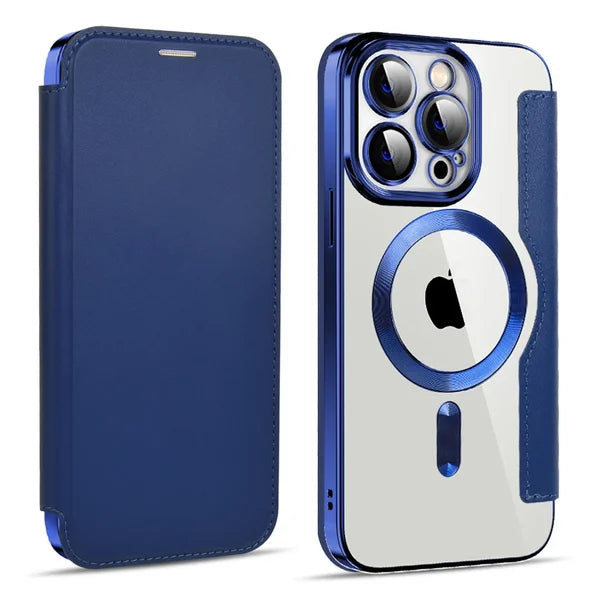 📱New Transparent Electroplated Magnetic Leather Flip Case for iPhone