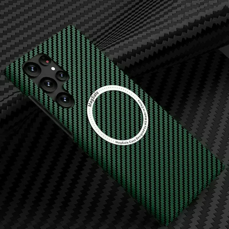 Carbon Fiber Pattern Magnetic Case �Slim, Full Protection, MagSafe Compatible For Galaxy S25 S24 S23 S22 Series