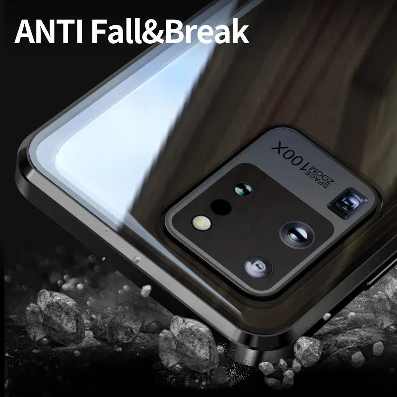 Anti-peeping 360° protection magnetic tempered glass case for Samsung