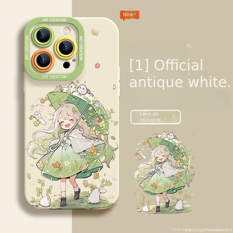 IPhone Silicone Original Silicone Cartoon Curly Hair Girl Phone Case
