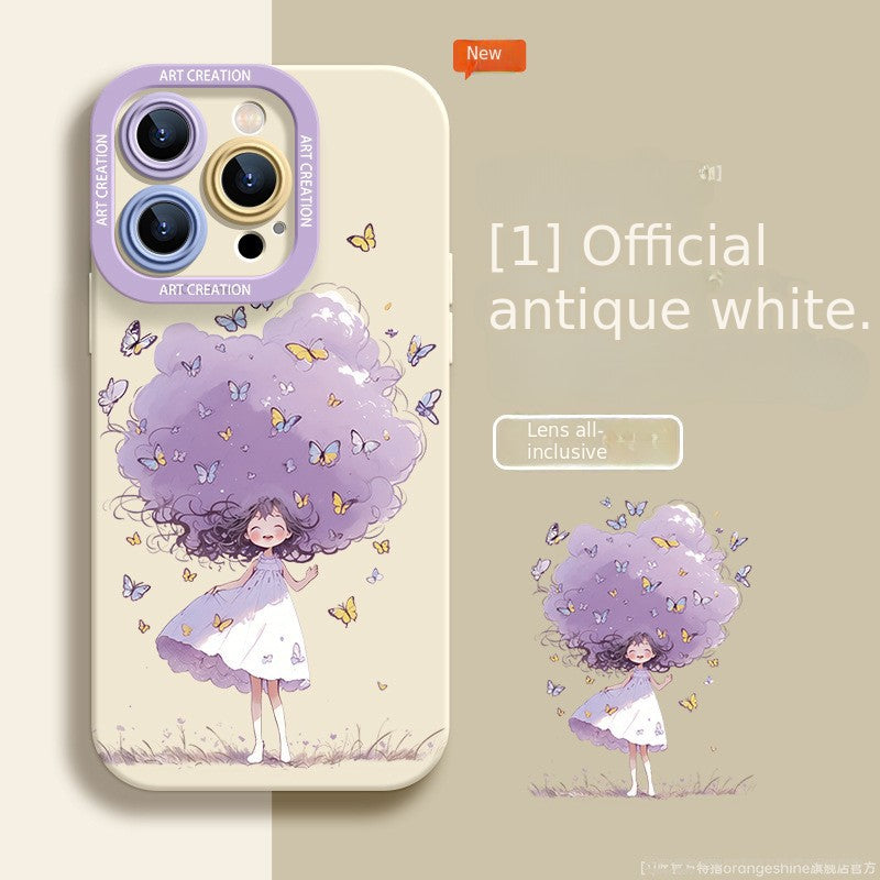 IPhone Silicone Original Silicone Cartoon Curly Hair Girl Phone Case