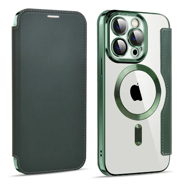 📱New Transparent Electroplated Magnetic Leather Flip Case for iPhone