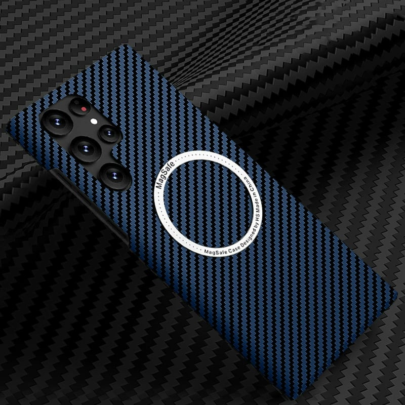 Carbon Fiber Pattern Magnetic Case �Slim, Full Protection, MagSafe Compatible For Galaxy S25 S24 S23 S22 Series