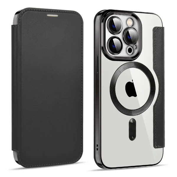 📱New Transparent Electroplated Magnetic Leather Flip Case for iPhone