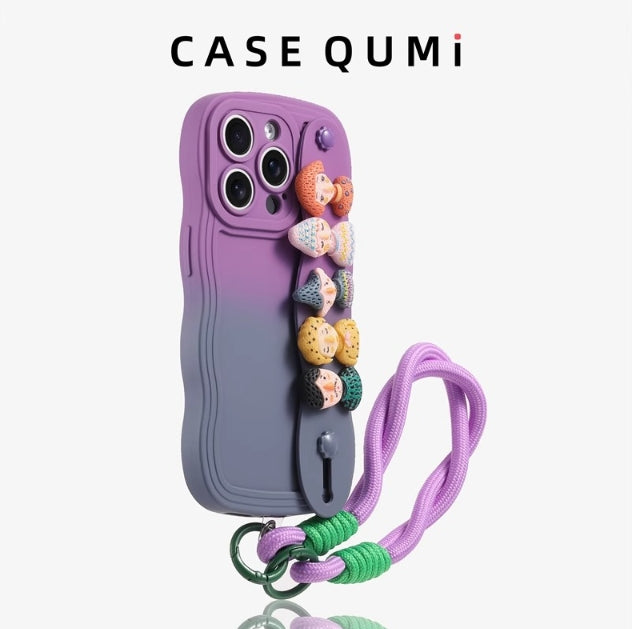 Wave Edge Cartoon Gradient Wristband Phone Case For iPhone