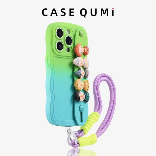 Wave Edge Cartoon Gradient Wristband Phone Case For iPhone