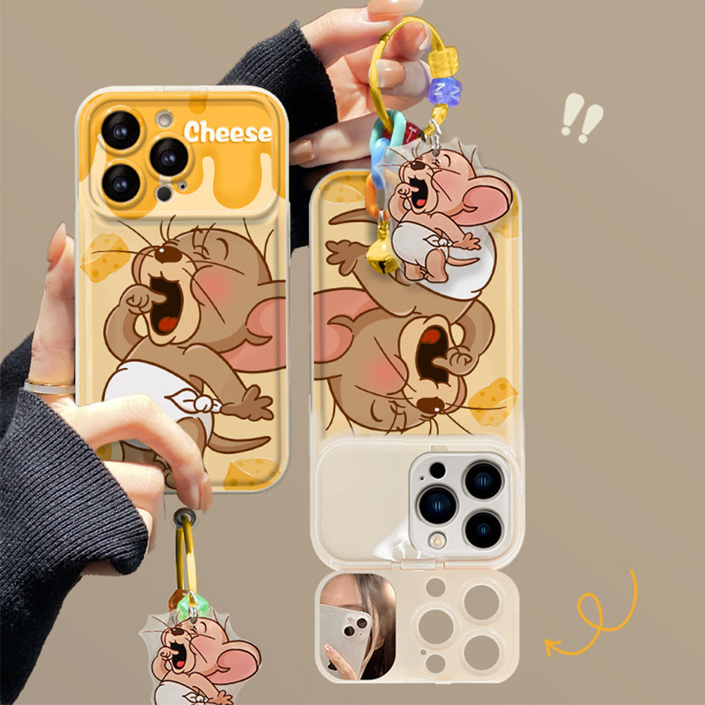 Sarung Telefon Loket Keju Comel Mickey Mouse Dengan Cermin Balik