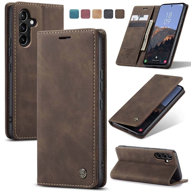 Luxury Leather Bracket Wallet Case For Galaxy A15