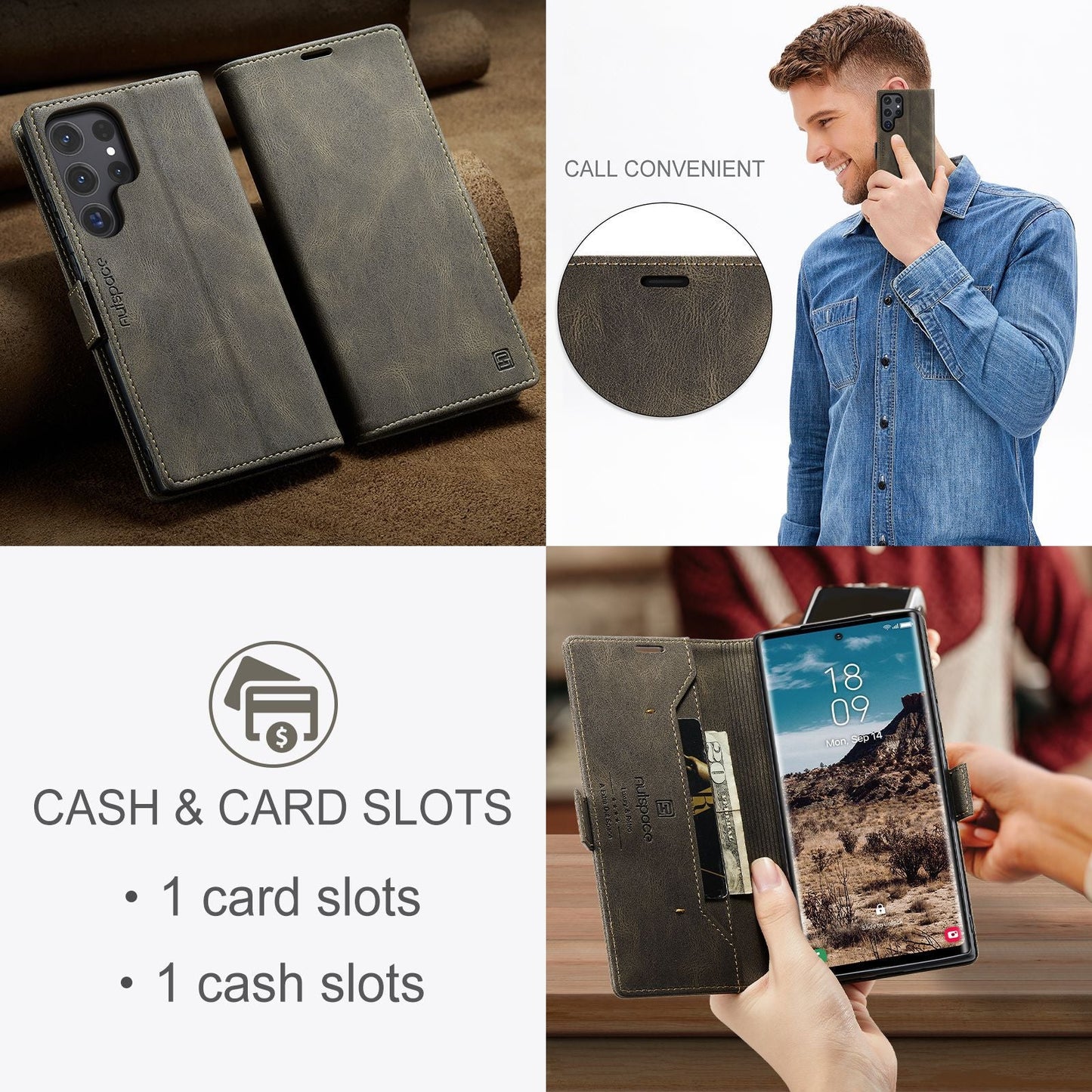 Luxury Flip Leather Card Phone Case For Samsung