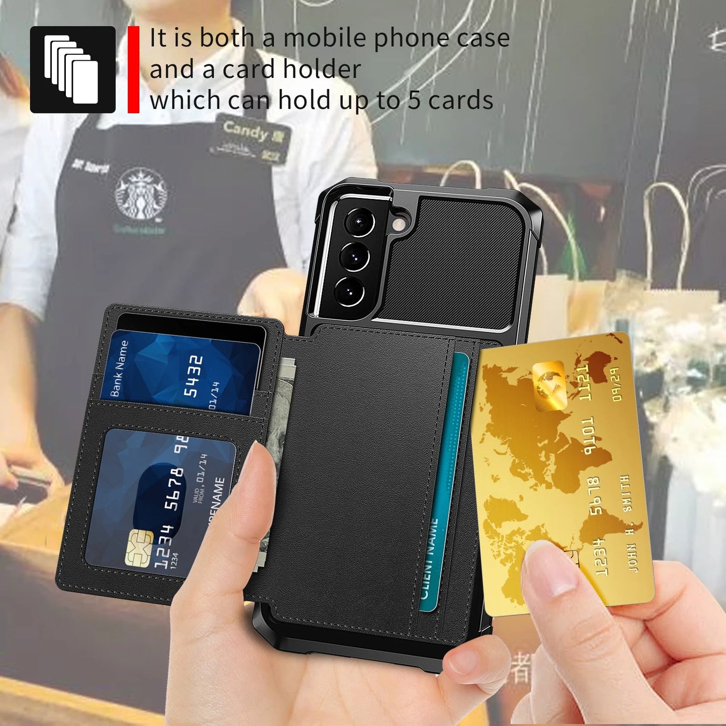 Sarung Pemegang kad Dompet Kulit Magnetik untuk Samsung