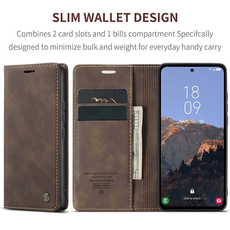 Luxury Leather Bracket Wallet Case For Galaxy A15