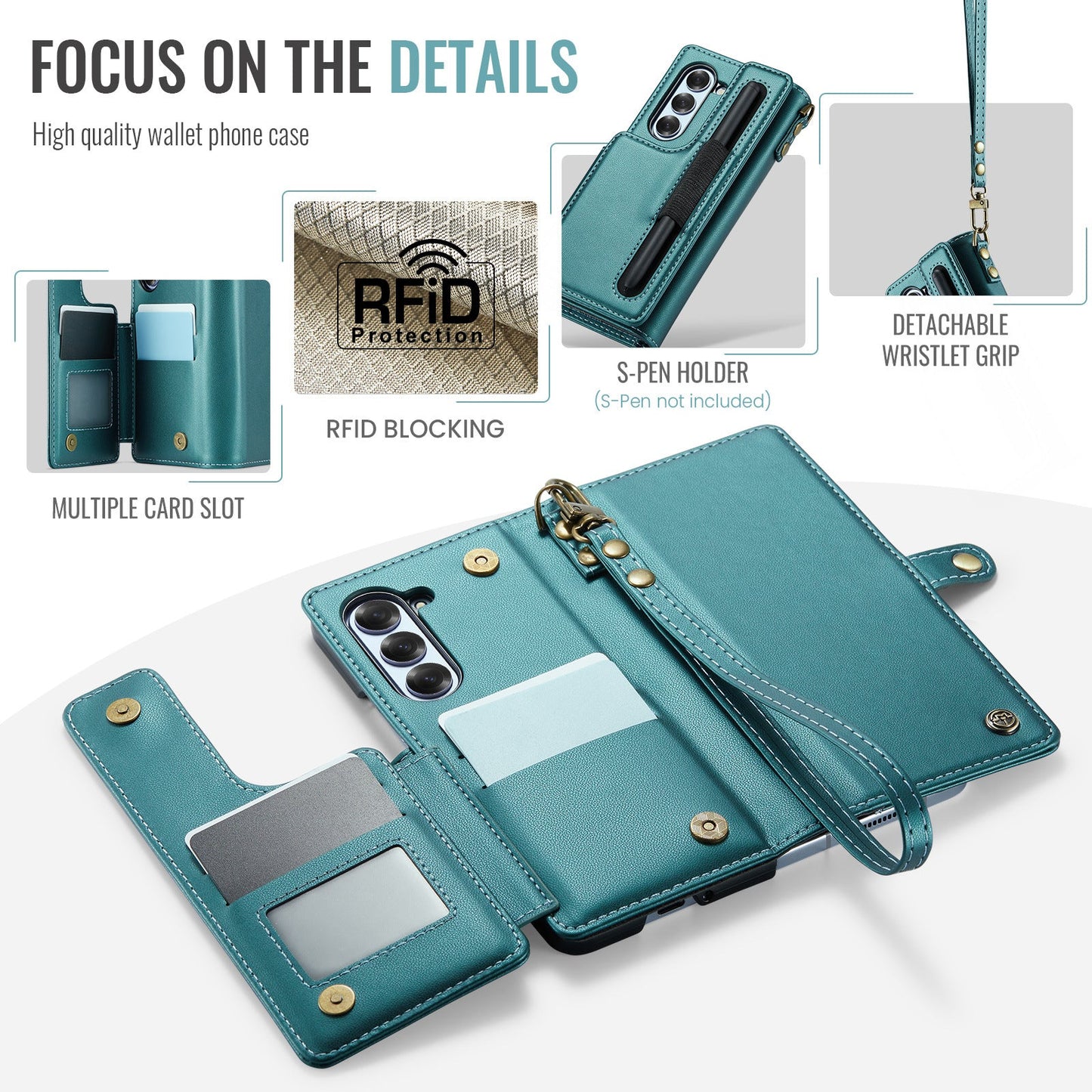 New Style Leather Flip Folding Card Lanyard Phone Case For Samsung Z Fold 6/Z Fold 5/Z Fold 4/Z Fold 3