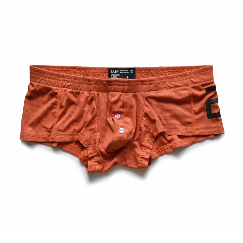 Slip boxer simplu pentru bărbați, de culoare uni, cu buton, geantă convexă 