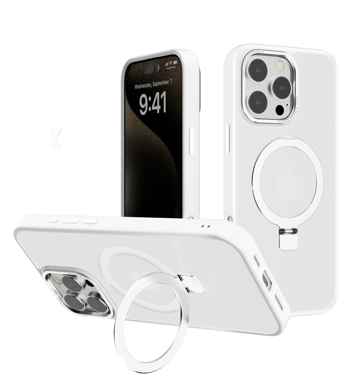 Proiectată pentru husă iPhone cu suport rotativ la 360° și inel magnetic [compatibil cu Magsafe] husă translucidă pentru telefon