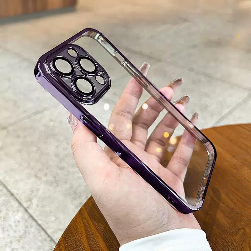 Silicone soft shell electroplated straight edge all-inclusive transparent mobile phone case