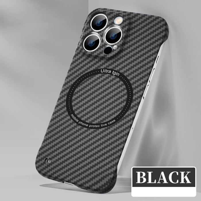 Triple Color Blocking Carbon Fiber Magnetic charging Case For iPhone