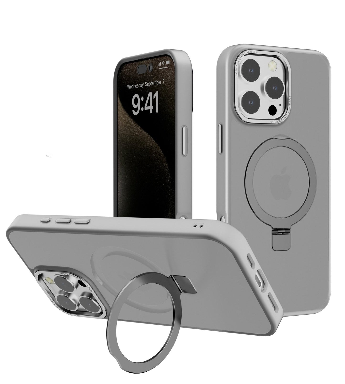 Proiectată pentru husă iPhone cu suport rotativ la 360° și inel magnetic [compatibil cu Magsafe] husă translucidă pentru telefon