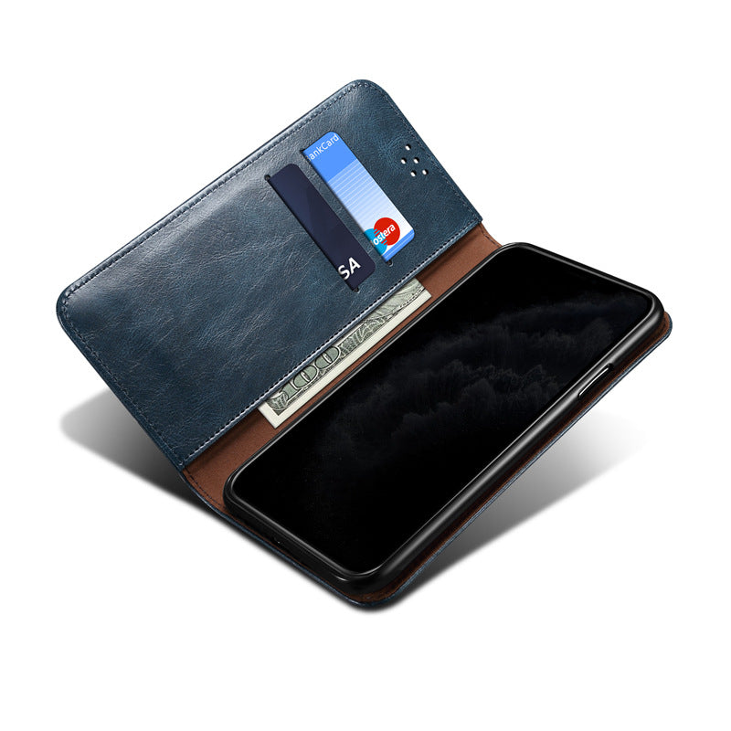 Retro Oil Wax Crazy Horse Pattern Flip Stand Wallet Phone Case