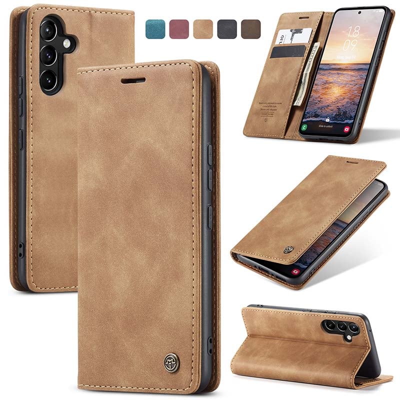 Luxury Leather Bracket Wallet Case For Galaxy A15