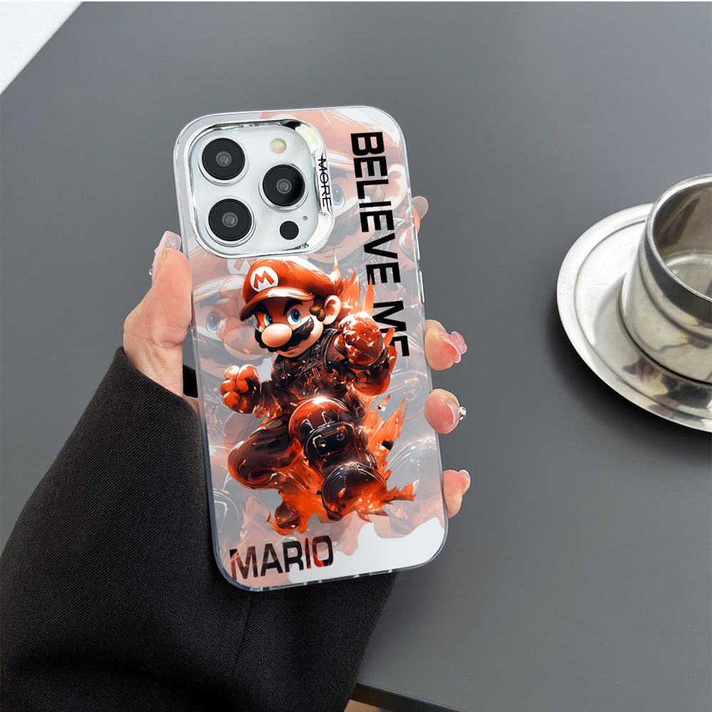 Mario iphone15promax sarung telefon bimbit 13 kreatif 15pro personaliti 12 warna epal perak 14 frosted XR 