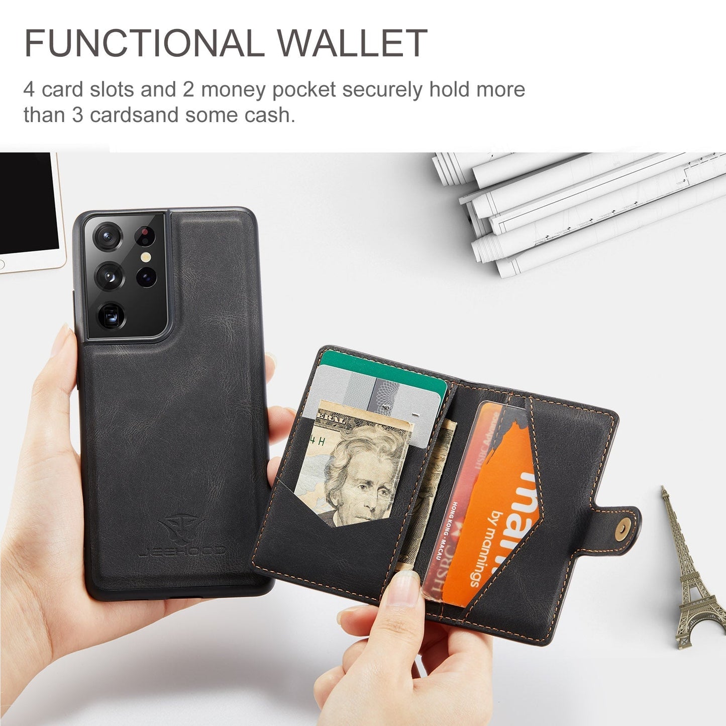 2 in 1 Magnetic Wallet Case For Samsung Galaxy S