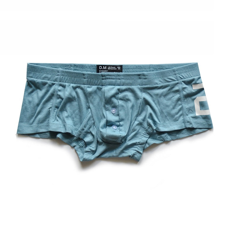 Slip boxer simplu pentru bărbați, de culoare uni, cu buton, geantă convexă 