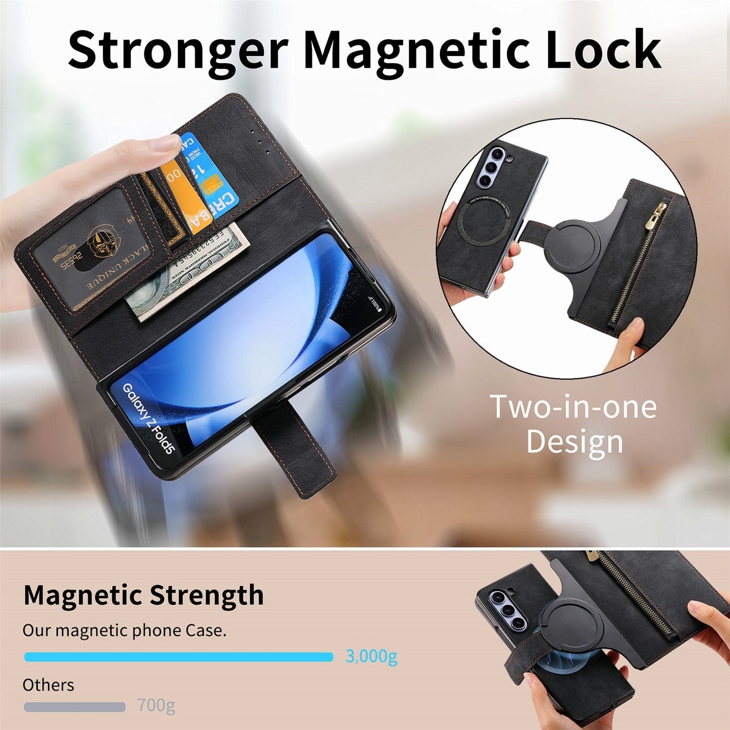 Sesuai untuk Samsung Z Fold5/4/3 Mobile Phone Case Magnetic Detachable Leather Case