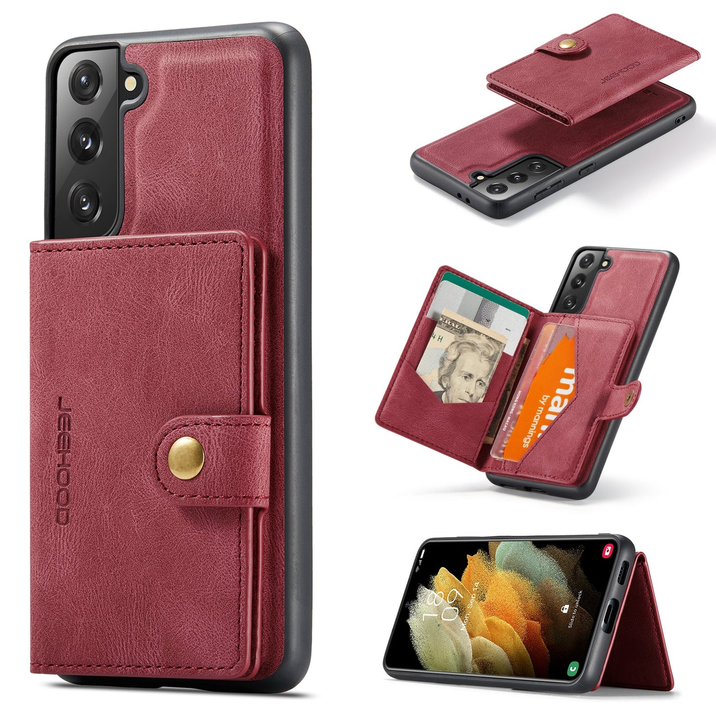 2 in 1 Magnetic Wallet Case For Samsung Galaxy S