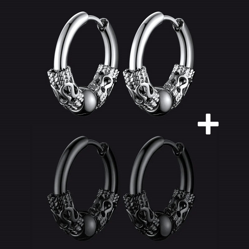 【Buy 1 Free 1】Hip Hop Dragon Totem Hoop Earrings For Men