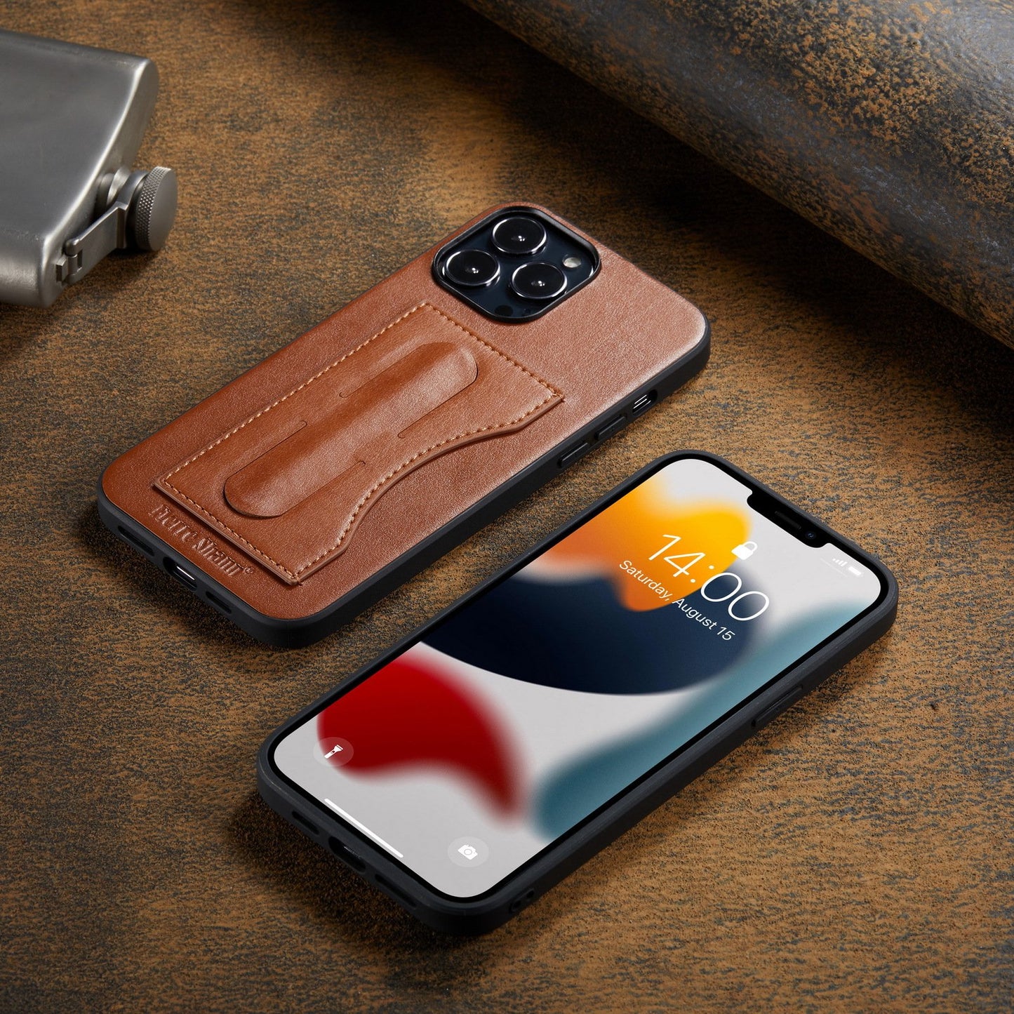 Leather Invisible Stand iPhone Case with Card Slots