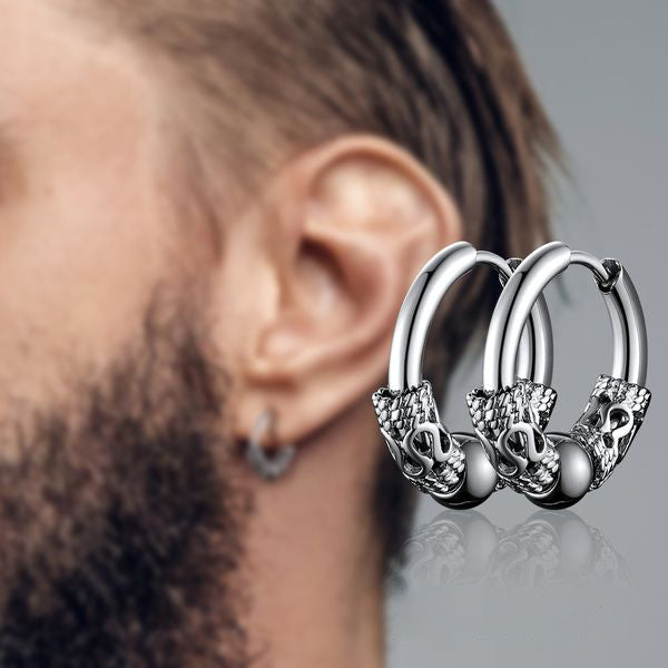 【Buy 1 Free 1】Hip Hop Dragon Totem Hoop Earrings For Men