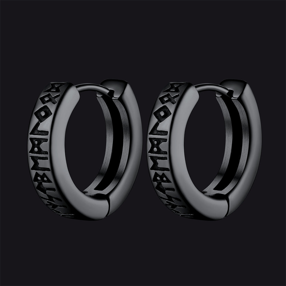 【Buy 1 Get 1 Free】Norse Viking Runes Hoop Earrings For Men