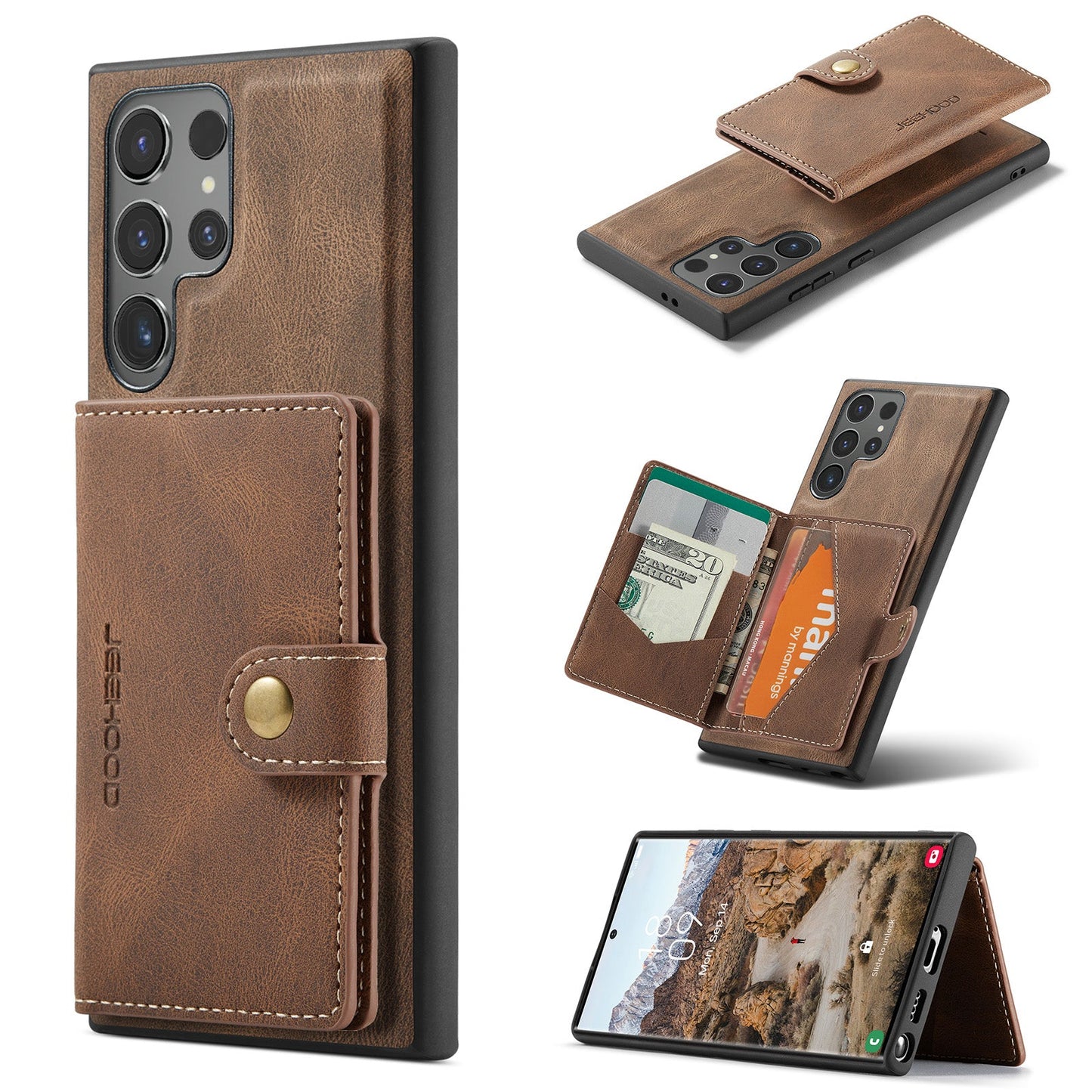 2 in 1 Magnetic Wallet Case For Samsung Galaxy S