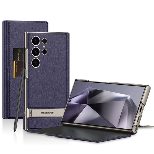 Triumph Holder Flip Leather Phone Case Untuk Samsung Galaxy S24Ultra S23Ultra