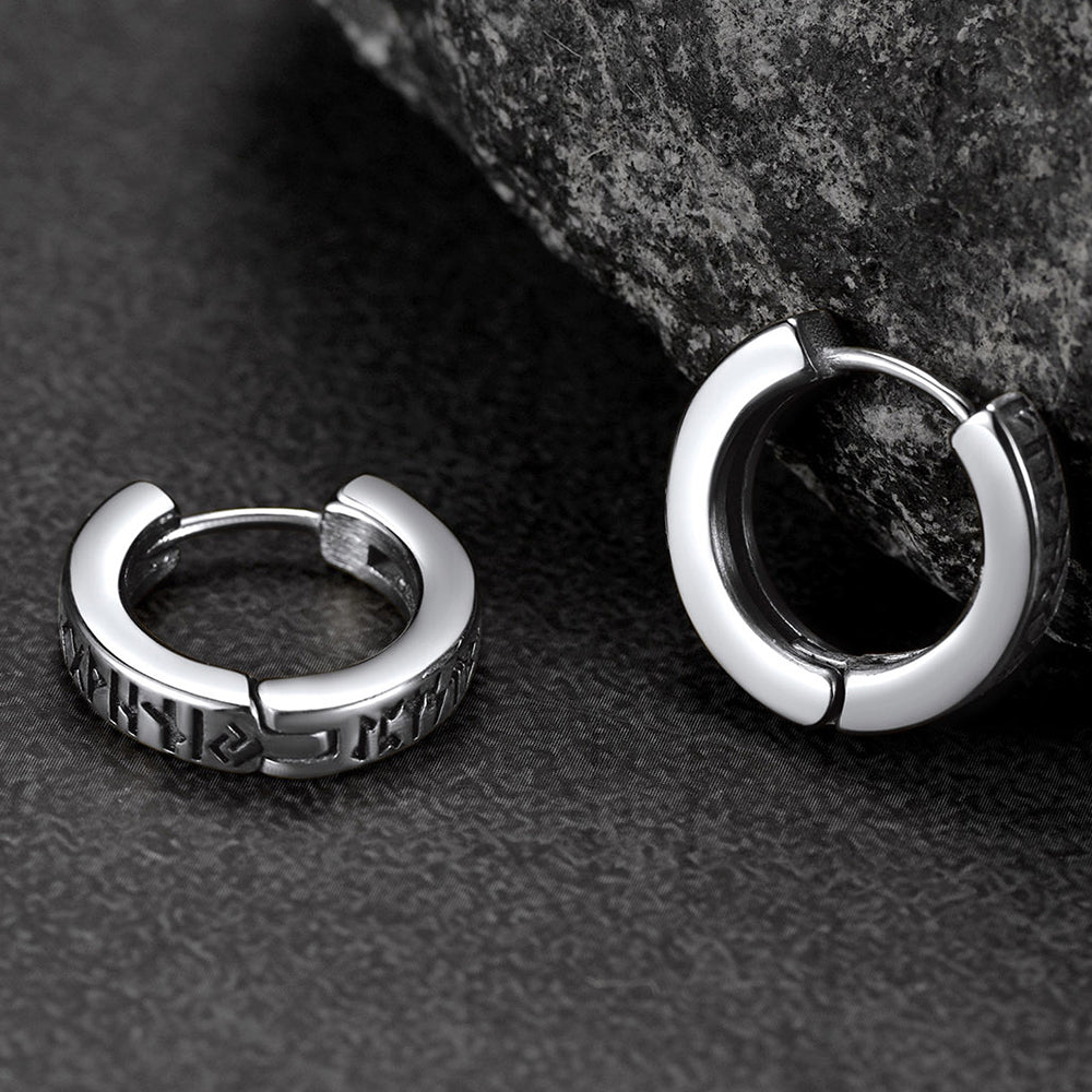 【Buy 1 Get 1 Free】Norse Viking Runes Hoop Earrings For Men