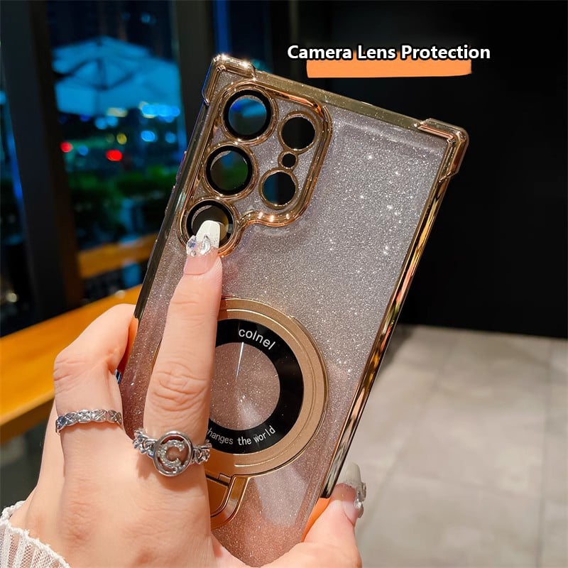 Samsung Electroplated Glitter Four Corners Airbag Protection Magnetic Case with Invisible Stand