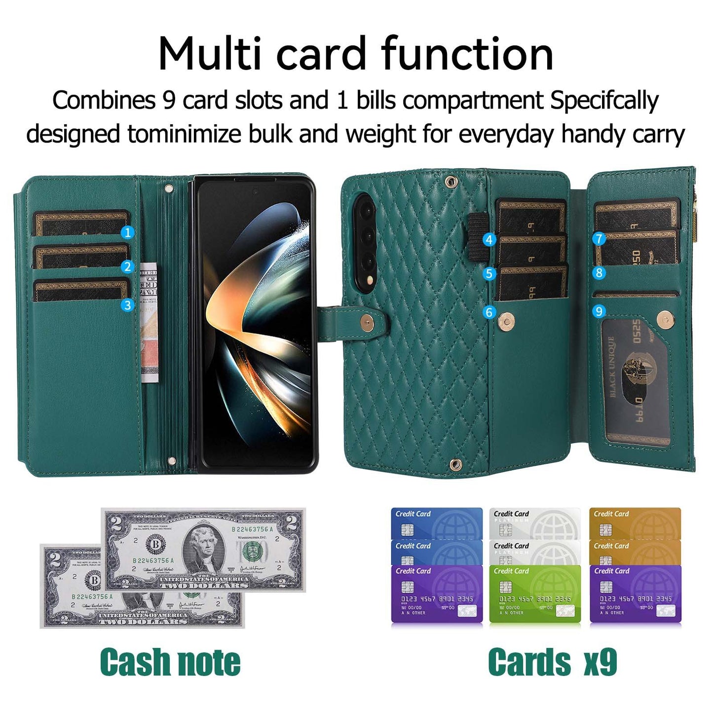 Lanyard Crossbody Rhombic Flip Wallet Case Untuk Samsung Galaxy Z Fold4 Fold3 5G