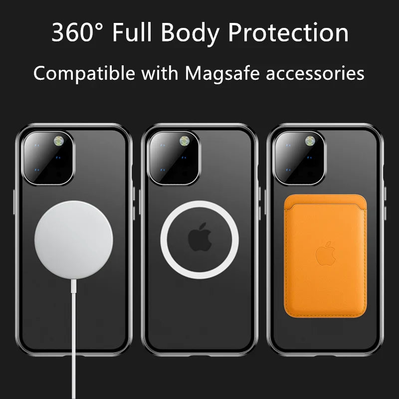 Suitable For iPhone Series Magnetic Magsafe Metal Glass Protective Mirror Buckle Anti Peeping Phone Case